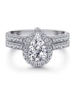 1 Carat Pear Miosanite Diamond Ring & Band