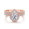 Rose Gold 1 Carat Pear Miosanite Diamond Ring & Band