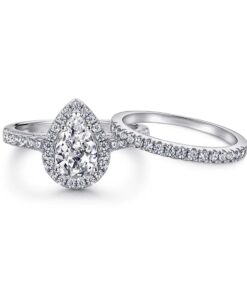 1 Carat Pear Miosanite Diamond Ring & Band