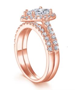 Rose Gold 1 Carat Pear Miosanite Diamond Ring & Band