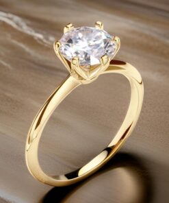Gold Round Cut Engagement Ring