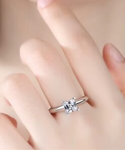 Blushing 1 Carat Princess Miosanite Diamond Ring