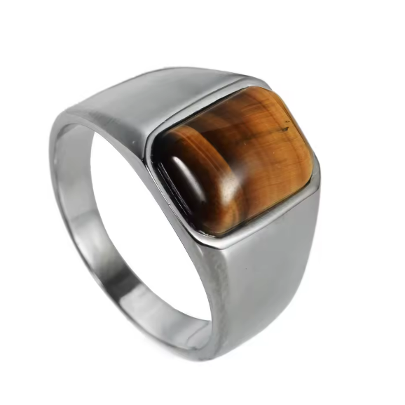 Tiger Eye Titanium Ring