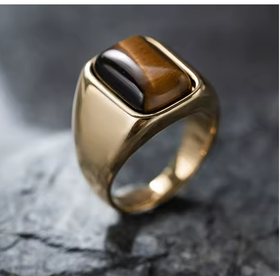 Tiger Eye Titanium Ring