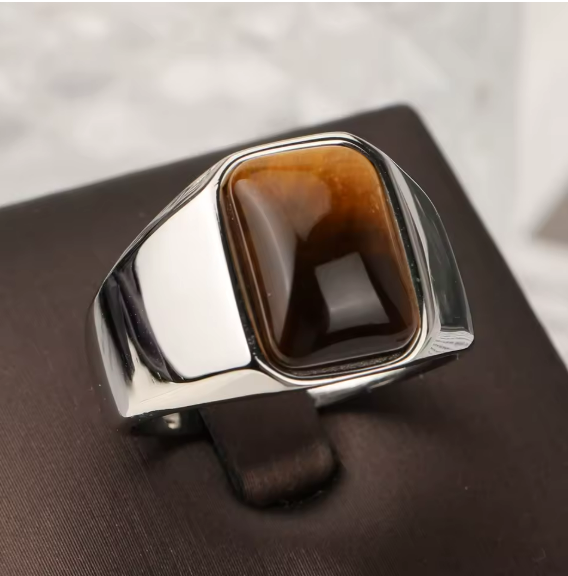 Tiger Eye Titanium Ring